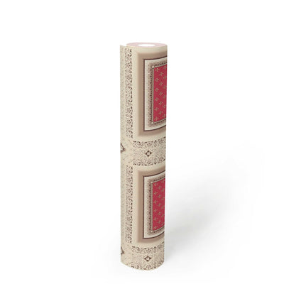 Tapetes Fleur-de-lis stilā sarkanā un krēmkāsā, 1217065 AS Creation