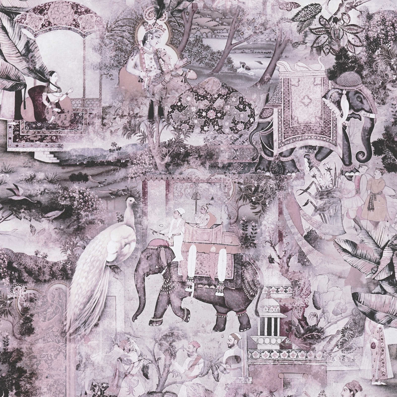 Tapetes Indijas stilā ar vintāžas rakstu - rozā, pelēka - 1351443 AS Creation