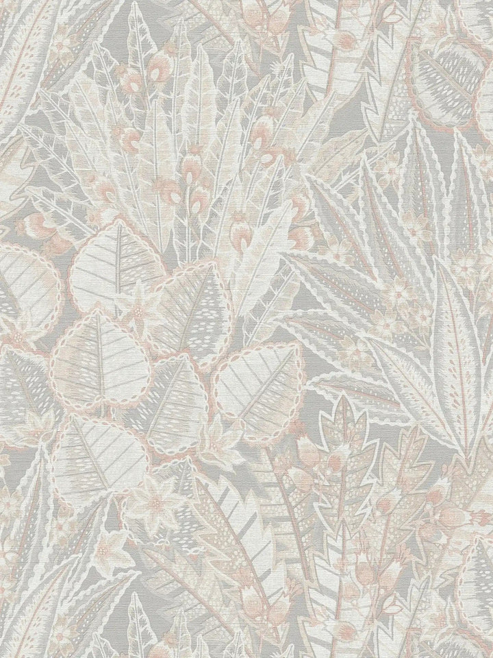 Abstrakta tapetes: džungļu lapas pelēkā krāsā, AS Creation, 396533 AS Creation
