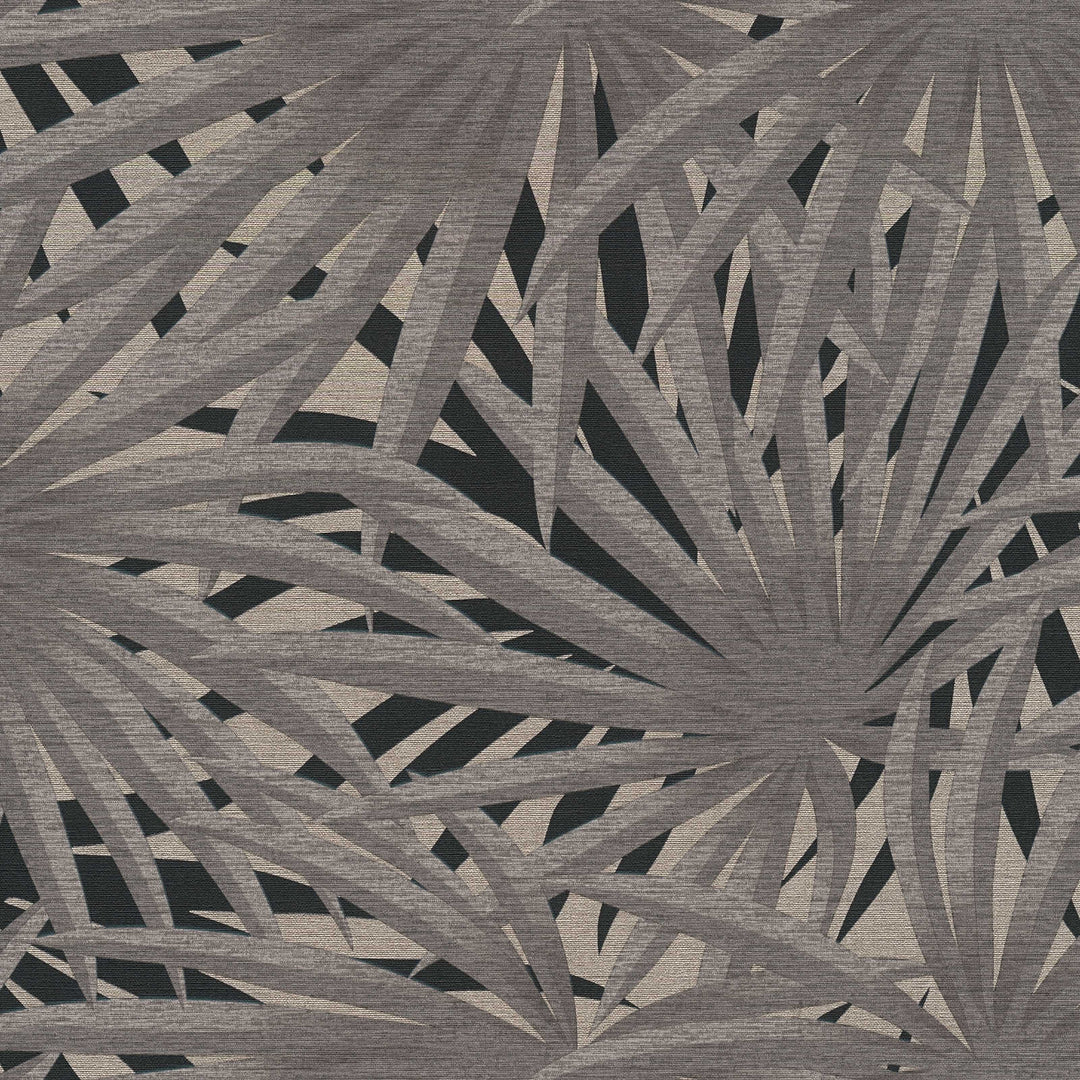 Tropu tapetes pelēkos toņos uz melna fona AS 378612 AS Creation