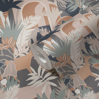 Wallpaper with animals in muted colours, 1373464 AS Creation