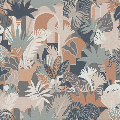 Wallpaper with animals in muted colours, 1373464 AS Creation