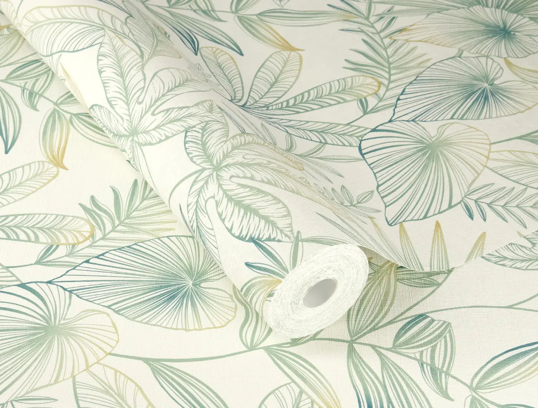 RASCH Wallpaper 2156462 | Botanical motif with a matt linen texture