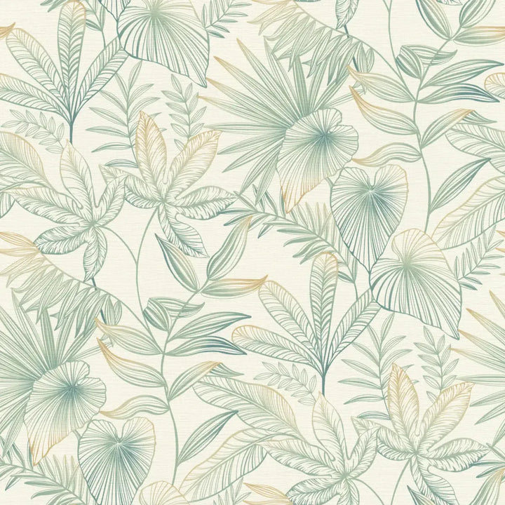 RASCH Wallpaper 2156462 | Botanical motif with a matt linen texture
