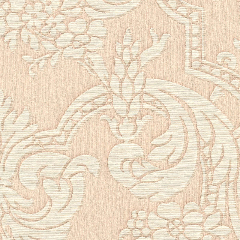 RASCH wallpaper with classic ornaments in beige and pink, 2132351 RASCH