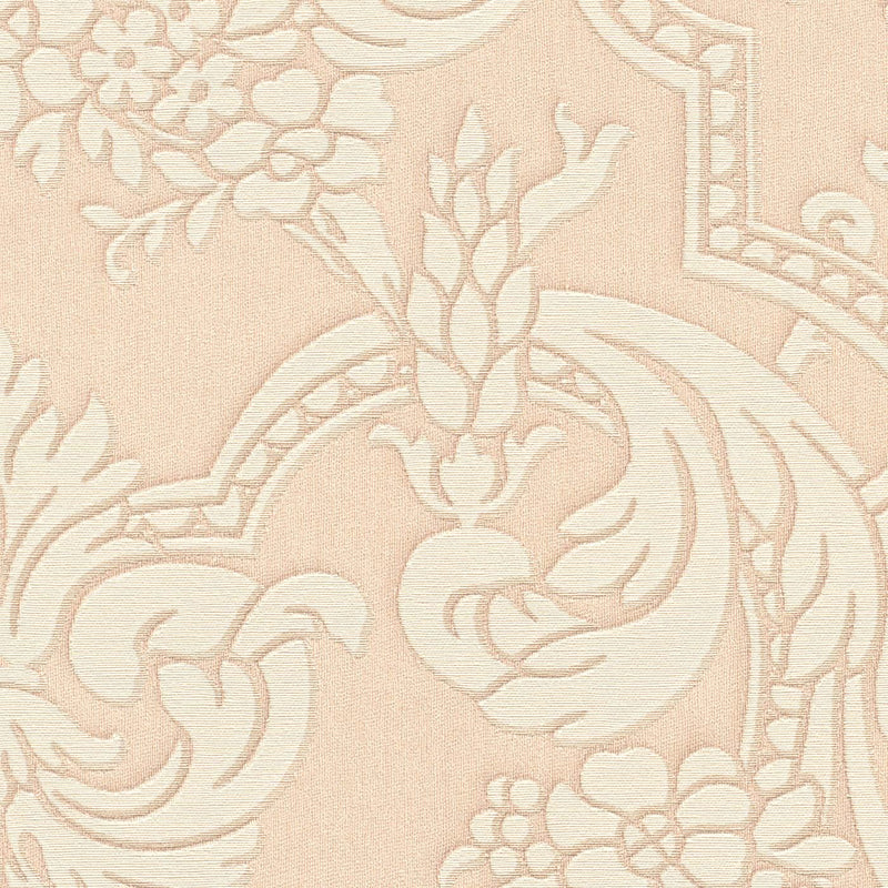 Обои RASCH с классическим орнаментом в бежево-розовых тонах, 2132351 RASCH