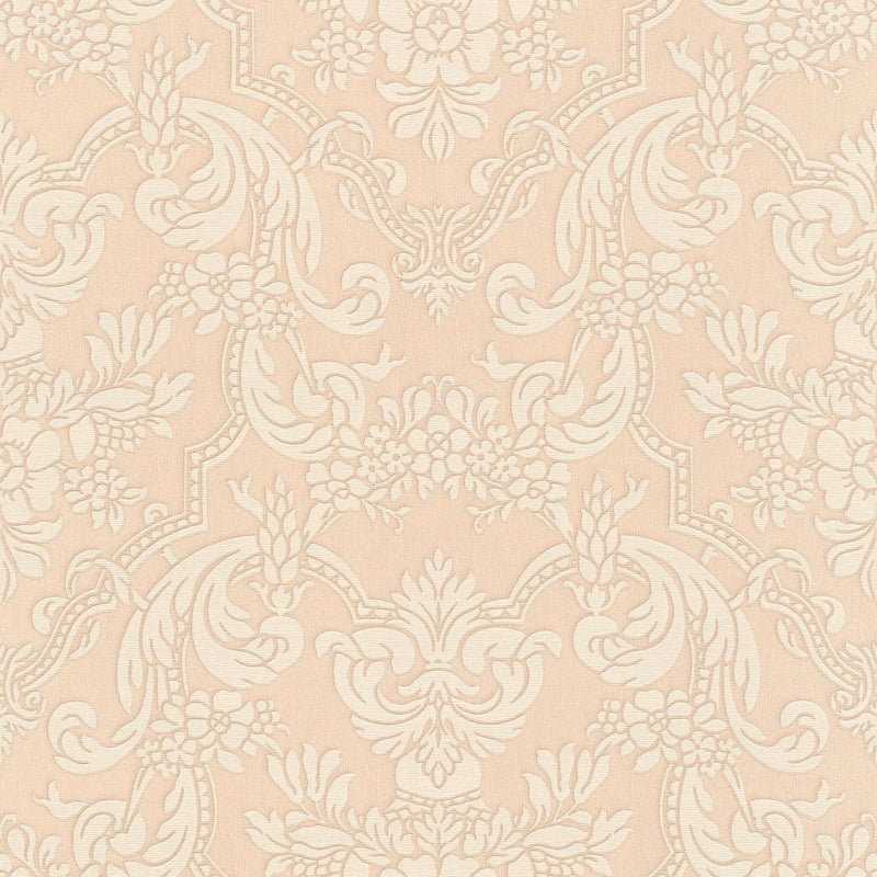 RASCH wallpaper with classic ornaments in beige and pink, 2132351 RASCH