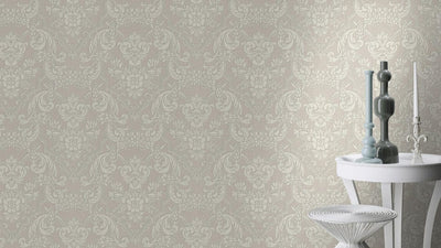 RASCH wallpaper with classic ornaments in shades of grey, 2132401 RASCH