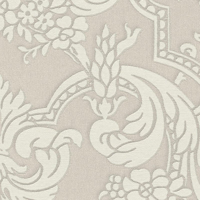 RASCH wallpaper with classic ornaments in shades of grey, 2132401 RASCH