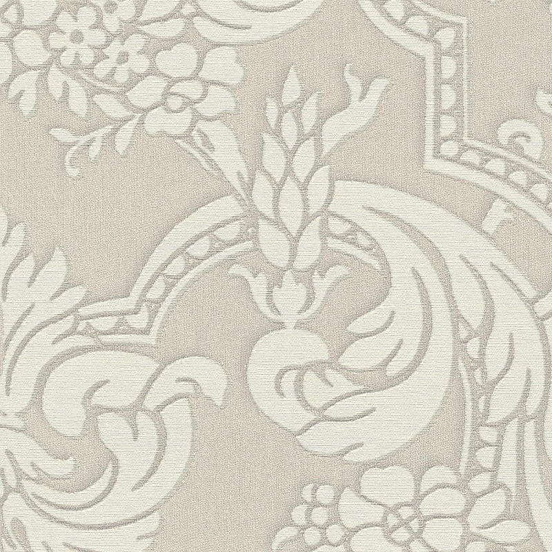 RASCH wallpaper with classic ornaments in shades of grey, 2132401 RASCH