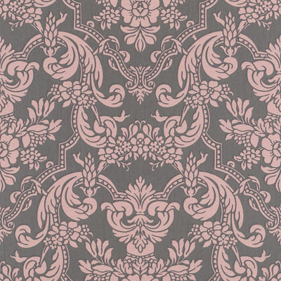 Wallpaper RASCH with classic ornaments in pink and grey, 2132431 RASCH