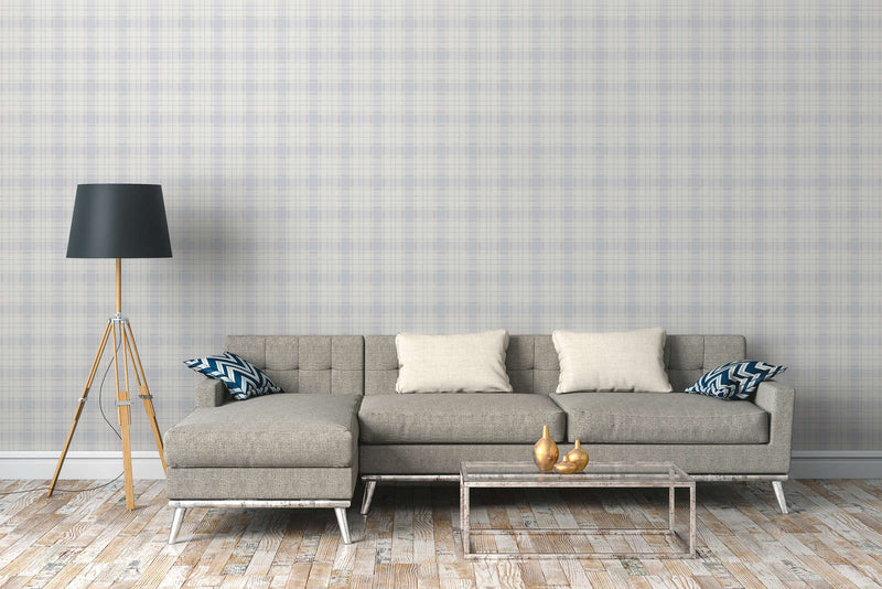 Wallpapers in plaid and country: grey, white- 1373102 AS Creation