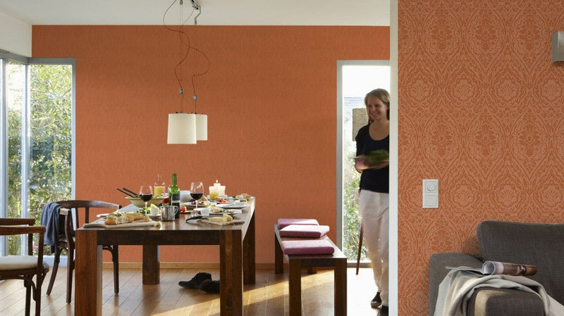 Textile wallpaper with a classic pattern AS Creation 96195-2 orange AS Creation