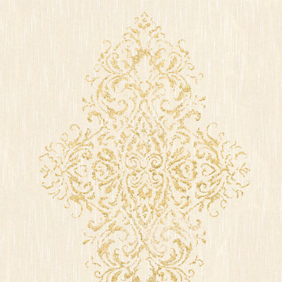 Tekstila tapetes ar zelta ornamentu uz bēša fona AS Creation