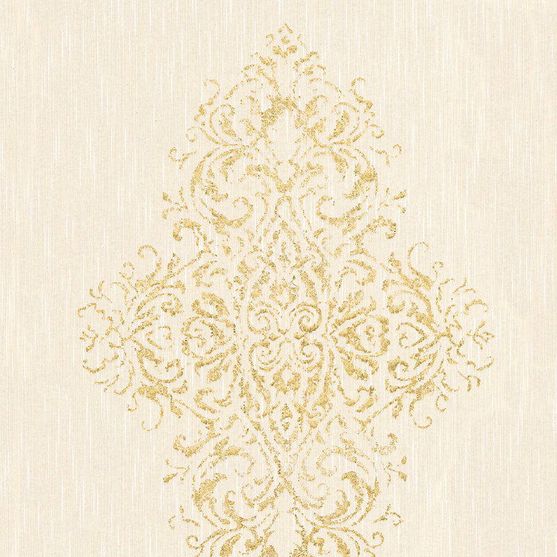 Tekstiili tapetti kultainen koriste beige taustalle AS Creation