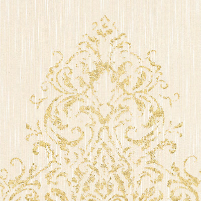 Tekstiili tapetti kultainen koriste beige taustalle AS Creation