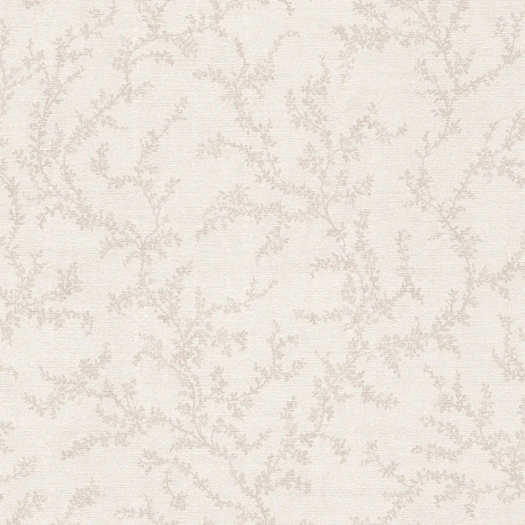 Teksturētas tapetes ar delikātiem lapu vītņiem, krēmkrāsā - 3010566 AS Creation