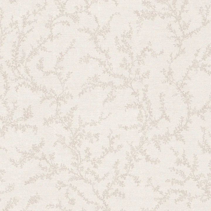 Teksturētas tapetes ar delikātiem lapu vītņiem, krēmkrāsā - 3010566 AS Creation