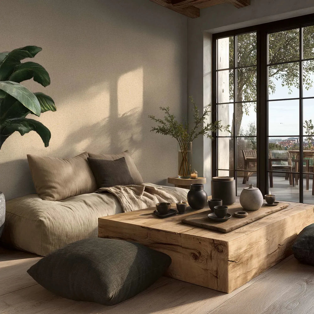 Teksturētas tapetes ar tekstilveida faktūru - bēšā - 3011126 AS Creation