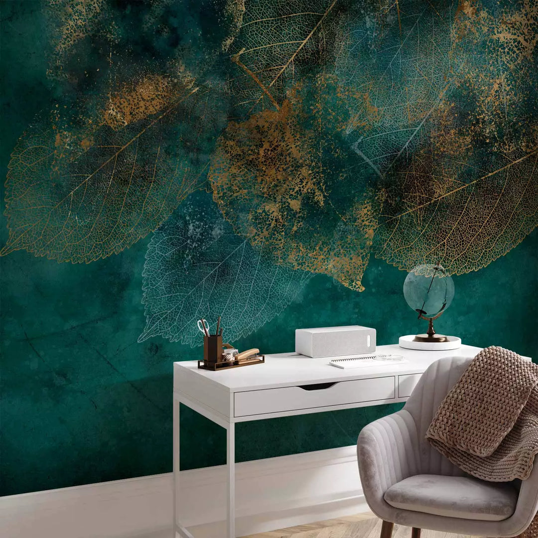 Фотообои - Структура золотого листа, 138455