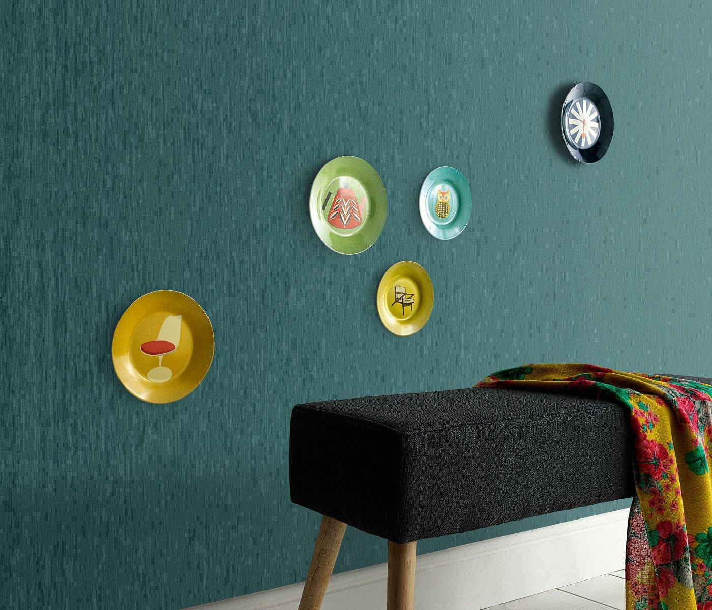 Tirkīza krāsas vienkrāsainas tapetes ar zīdainu spīdumu, 1037619 Erismann