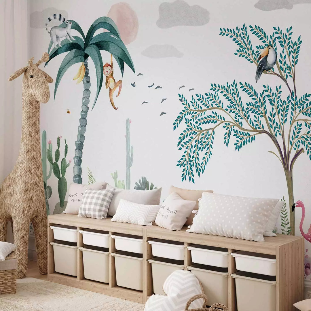 Fototapeet - Troopiline maastik - eksootiline loodus pastelsetes toonides, 149227