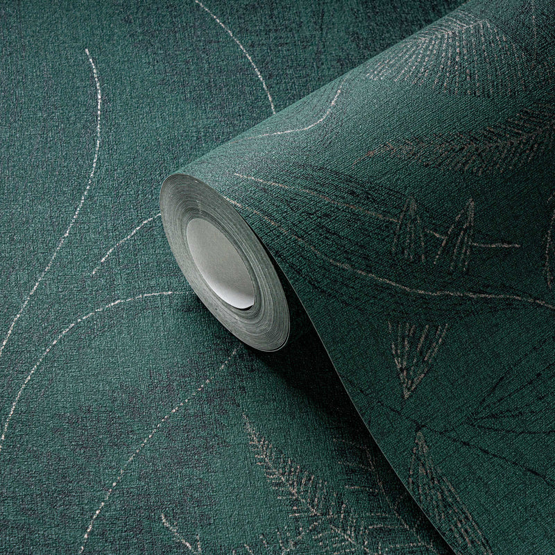 Tropical wallpaper with leaf pattern in dark green, 1406377 AS Creation