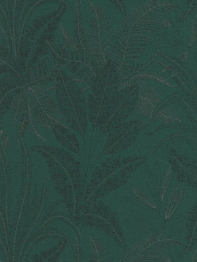 Tropiskas tapetes ar lapu rakstu tumši zaļā krāsā, 1406377 AS Creation