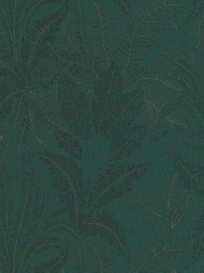 Tropical wallpaper with leaf pattern in dark green, 1406377 AS Creation