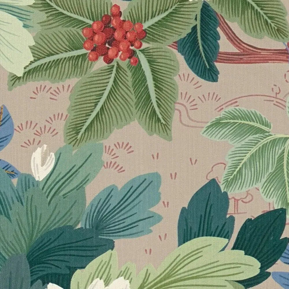 Tropiskas tapetes ar lapu un putnu rakstu - 3012465 AS Creation