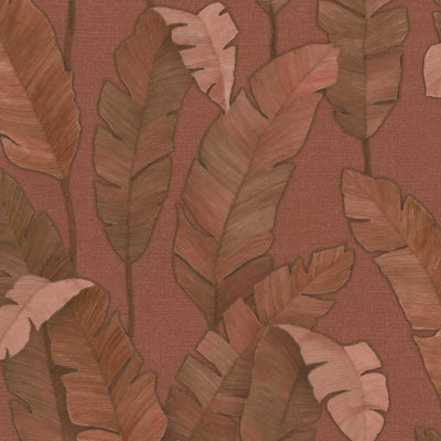 Tropical non-woven wallpaper with large palm leaves - reddish brown, 1375765 AS Creation