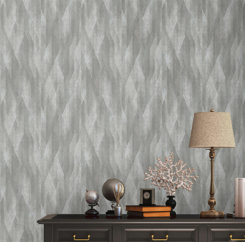 Dark grey graphic wallpaper with diamond pattern, 1373605 AS Creation