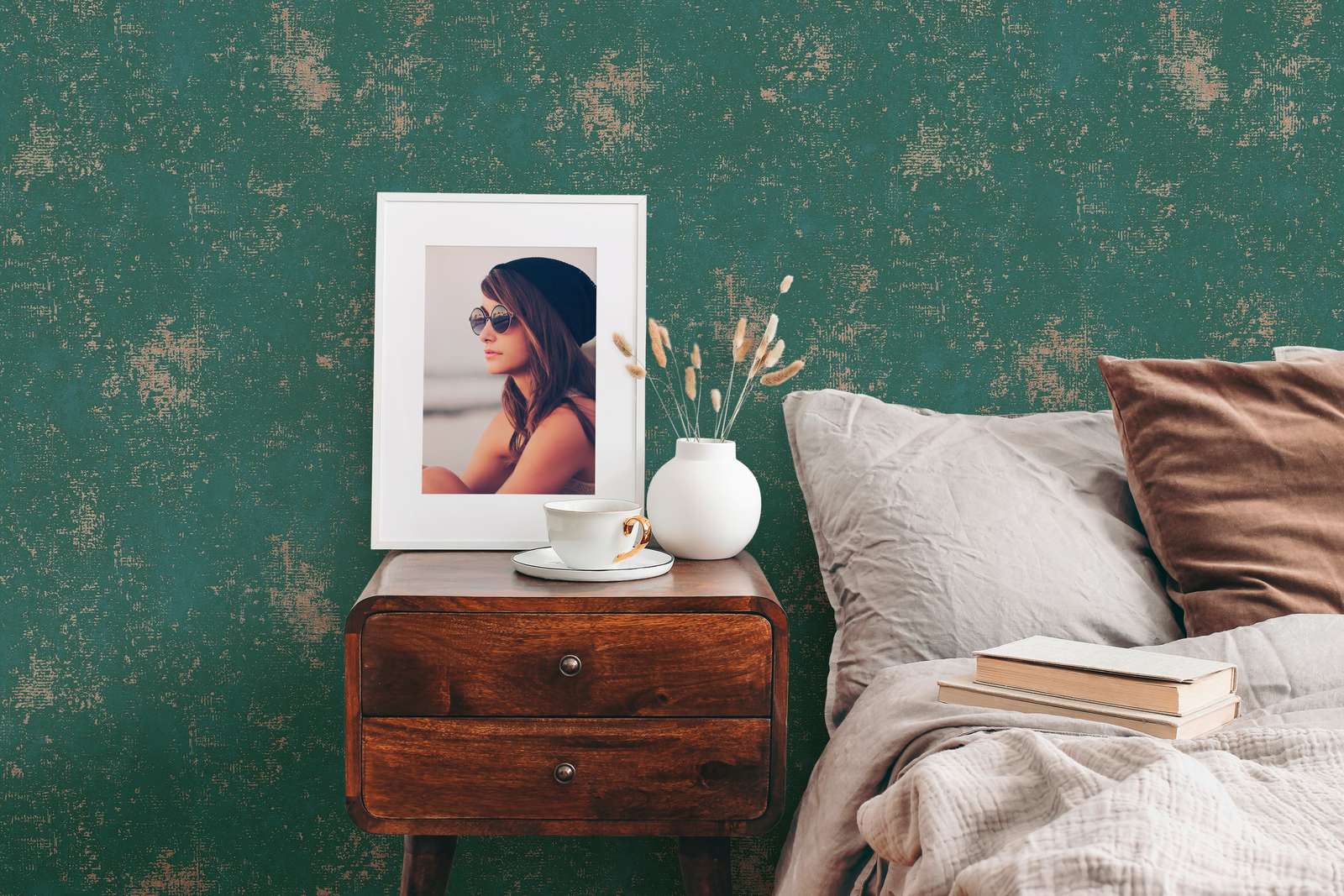 Vienkrāsainas tapetes AS Creation zaļā krāsā AS 388321 AS Creation