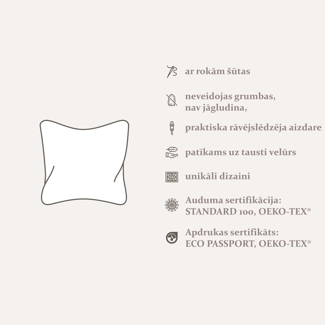 Velūra spilvendrānas ar fikusa zelta lapām uz brūna fona, 147043 G-art
