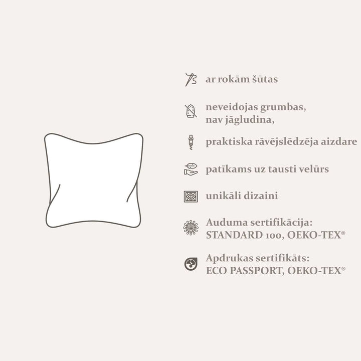 Velūra spilvendrānas - Raksts ar tropiskiem ziediem un lapām G-art