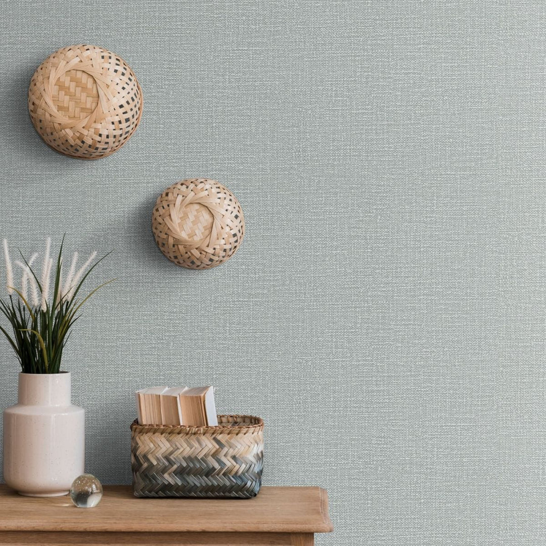 Cool grey Erismann non-woven wallpaper with a structured fabric texture, 3773477