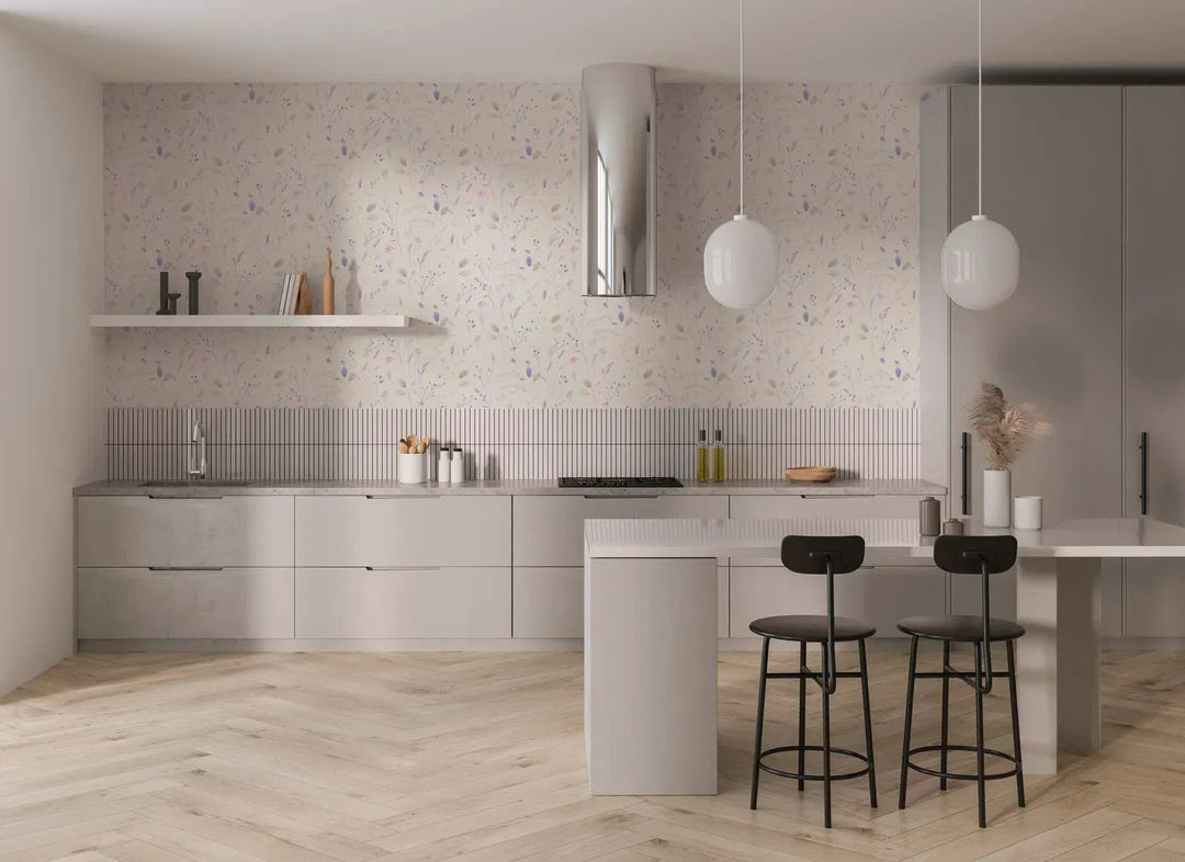 Jautras tapetes ar ziediem un augiem | balta, violeta, 3012226 AS Creation