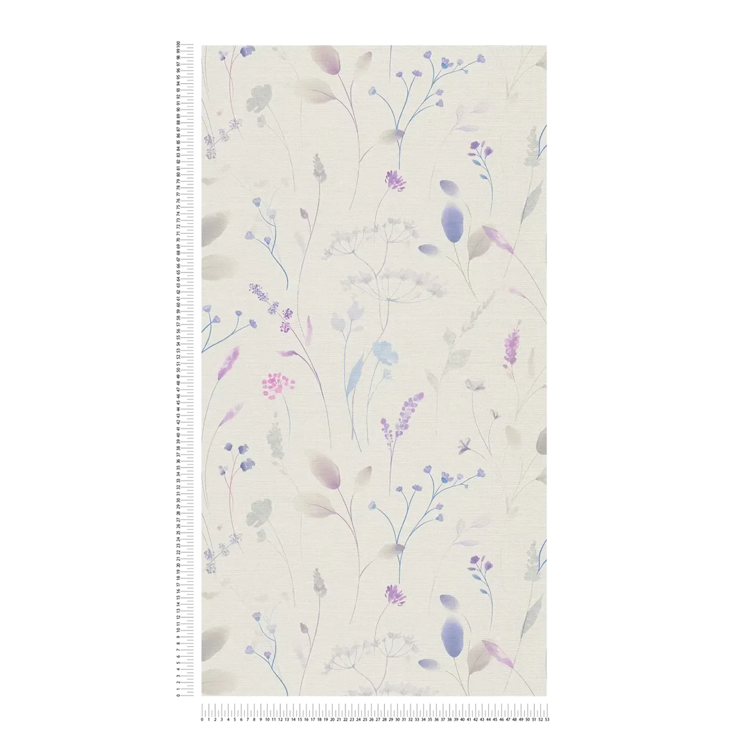 Jautras tapetes ar ziediem un augiem | balta, violeta, 3012226 AS Creation