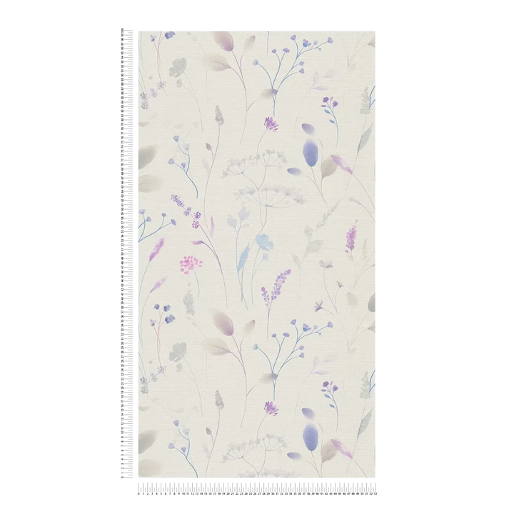 Jautras tapetes ar ziediem un augiem | balta, violeta, 3012226 AS Creation