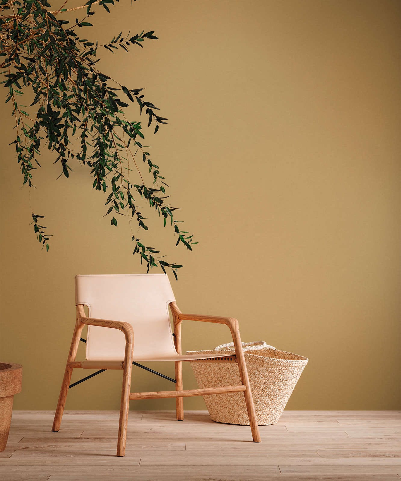 Vienkrāsainas matētas tapetes ar tekstūru dzeltenā krāsā - 1376731 AS Creation