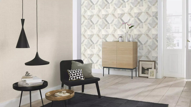 Monochrome matte wallpaper RASCH, grey-beige, 1141514 RASCH