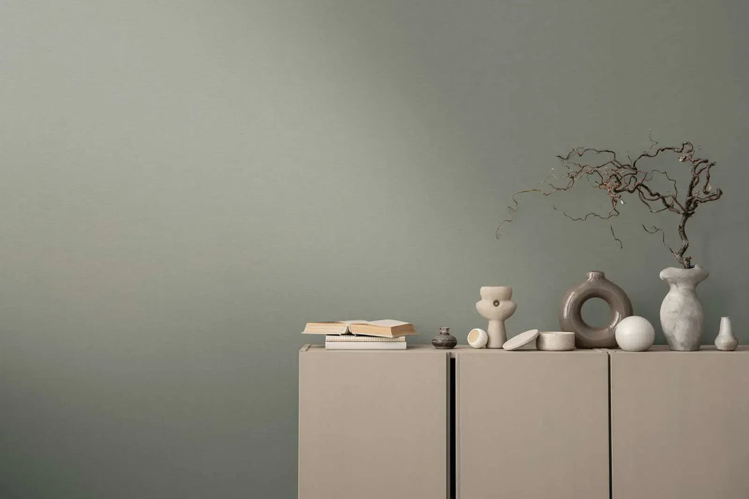 Vienkrāsainas matētas tapetes viesistabai zaļos toņos - 1373500 AS Creation