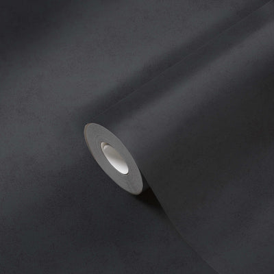 Monochrome non-woven wallpaper with fine texture, black, 1333267 AS Creation