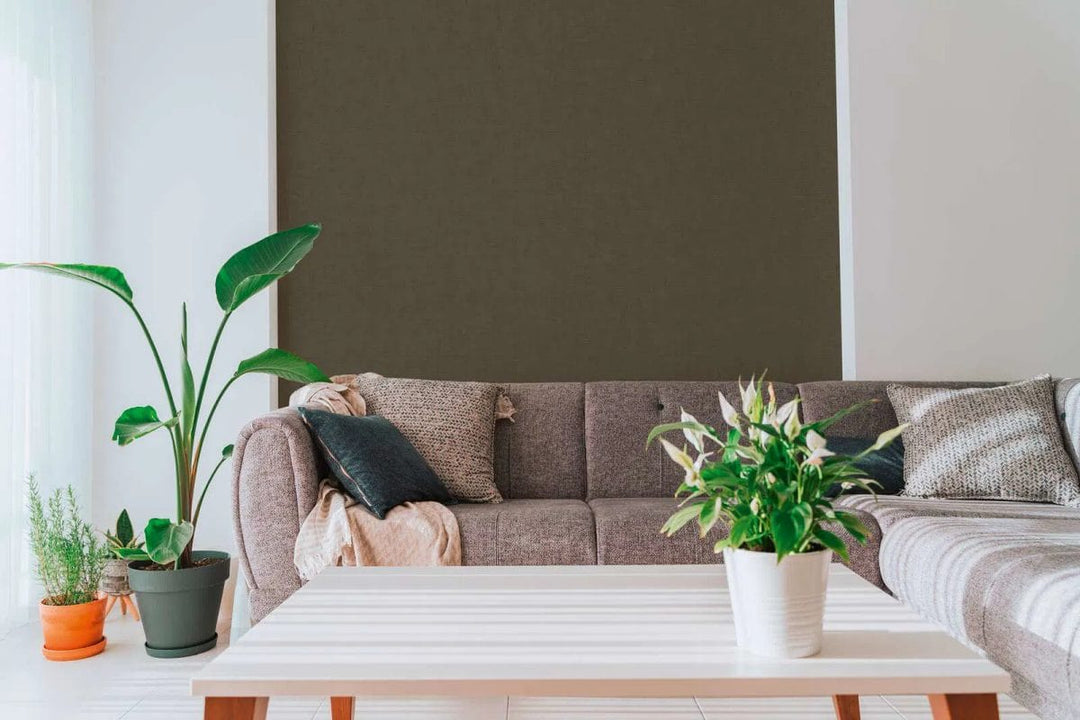 Vienkrāsainas neaustas tapetes ar vieglu tekstūru | tumši brūna AS Creation