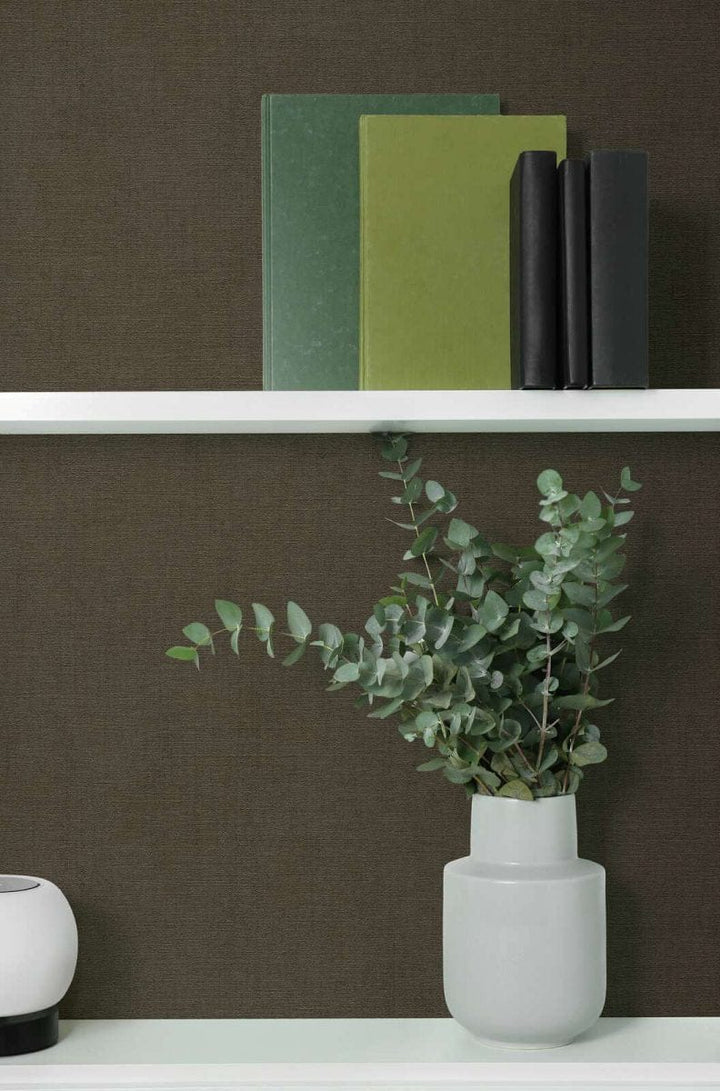 Vienkrāsainas neaustas tapetes ar vieglu tekstūru | tumši brūna AS Creation