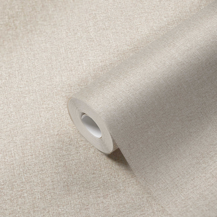 Vienkrāsainas tapetes ar auduma struktūru: bēšā, taupe krāsā, 393532 AS Creation