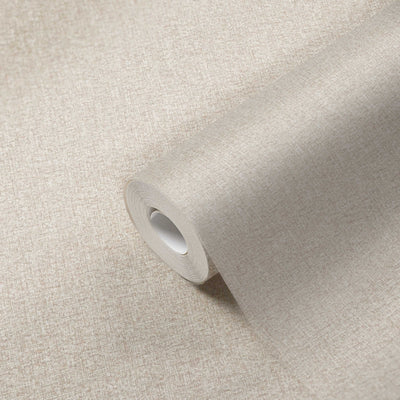 Yksivärinen tapetti kangasrakenteella: beige, taupe, 1400474 AS Creation