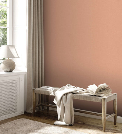 Plain wallpapers with linen look: orange, 1372374 AS Creation