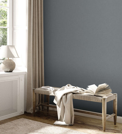 Plain wallpapers with linen look: dark grey, 1372401 AS Creation