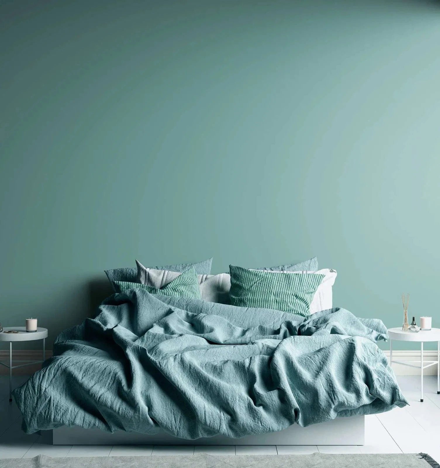 Vienkrāsainas tapetes ar lina tekstūru: tirkīzā krāsā,  389038 AS Creation